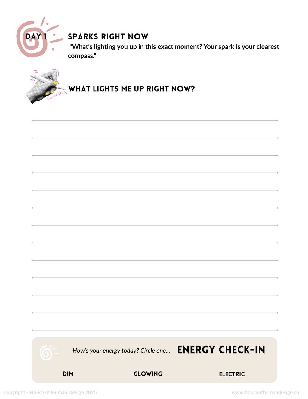 Human Design Manifesting Generator workbook (digital product)